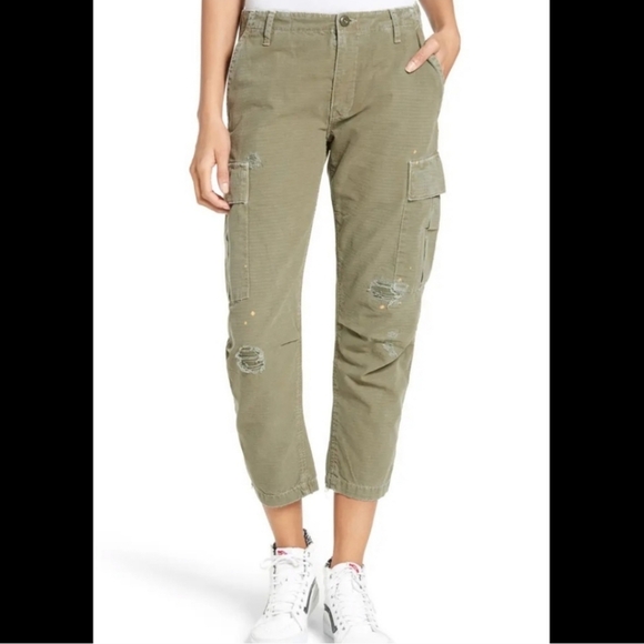 RE/DONE Originals, Distressed Cargo Pant, Army Green, Size 28 - Picture 1 of 15
